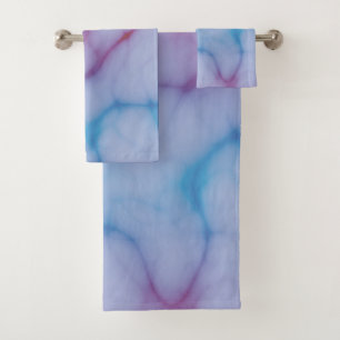 purple and blue Marble abstract Bath Towel Set