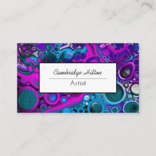 Purple and Blue Marble Abstract Fluid Art Business Card