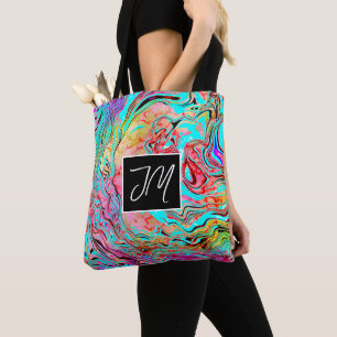 Purple and Blue Marble Fluid Art Personalised Tote Bag