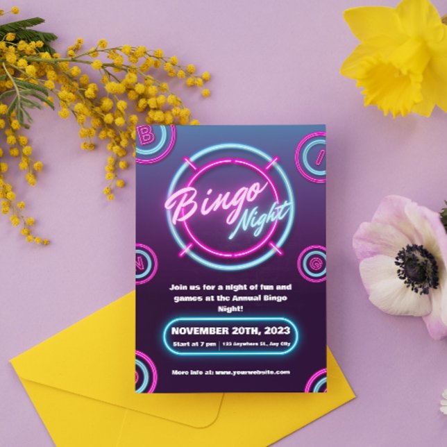 Purple and Blue Modern Bingo Night Invitations (Creator Uploaded)