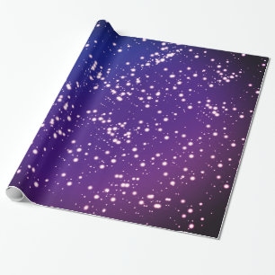 Purple and Blue Night Sky with Stars Design Wrapping Paper