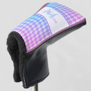 Purple and Blue Ombre Diamonds Monogrammed Golf Head Cover