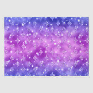 Purple and Blue Ombre Glitter Celestial Pattern Tissue Paper