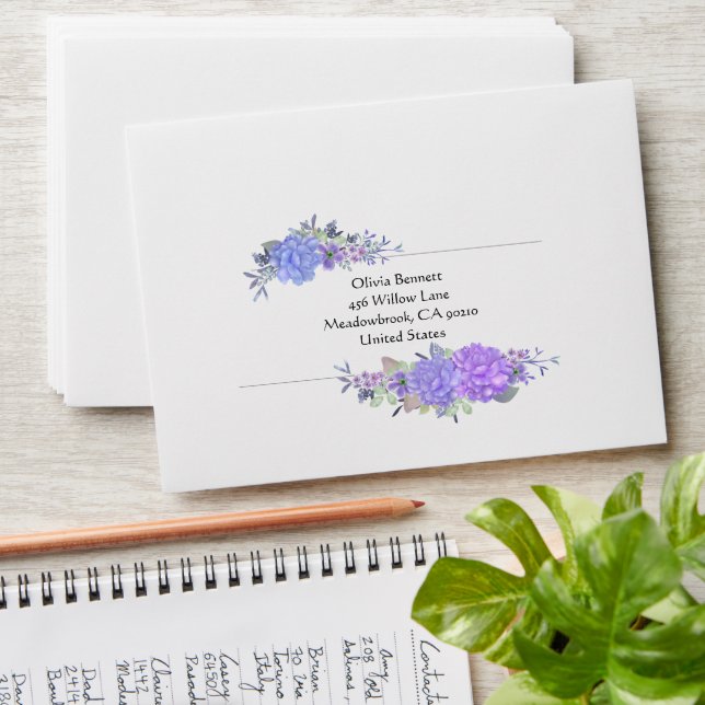 Purple and Blue Pastel Colour Floral Envelope (Stacked)