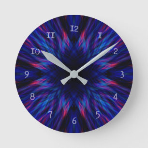 Purple and blue pattern round clock