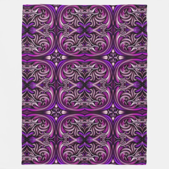 Purple and Blue Patterned Fleece Blanket (Front)