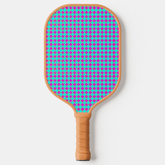 Purple and blue rhombus pattern pickleball paddle (Front)