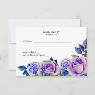 Purple and blue roses wedding rsvp Floral response