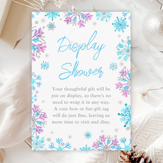 Purple and Blue Snowflakes Winter Display Shower Enclosure Card (Creator Uploaded)