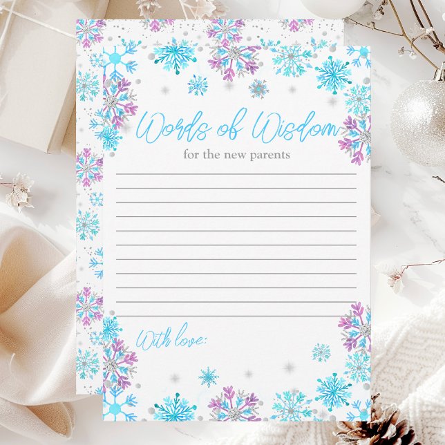 Purple and Blue Snowflakes Words of Wisdom Invitation (Creator Uploaded)