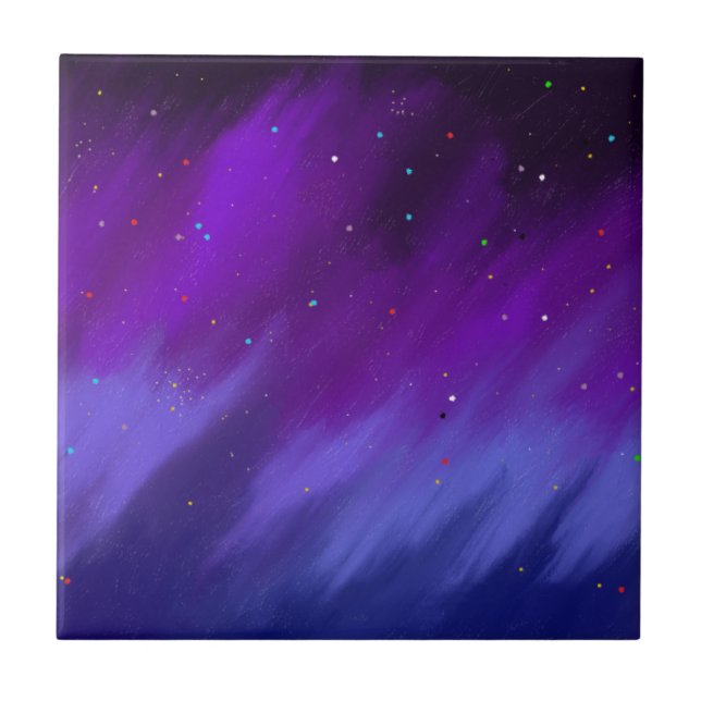 Purple and blue space mist. ceramic tile (Front)