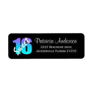 Purple And Blue Sweet 16 Address Labels