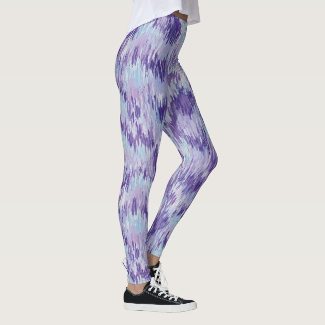 Purple and Blue Vertical Paint Pattern Leggings (Right)