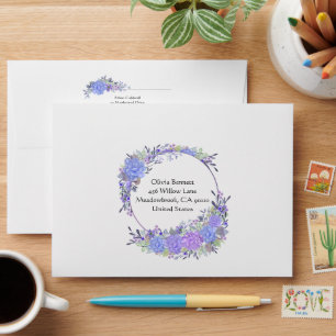 Purple and Blue Watercolor Floral Envelope