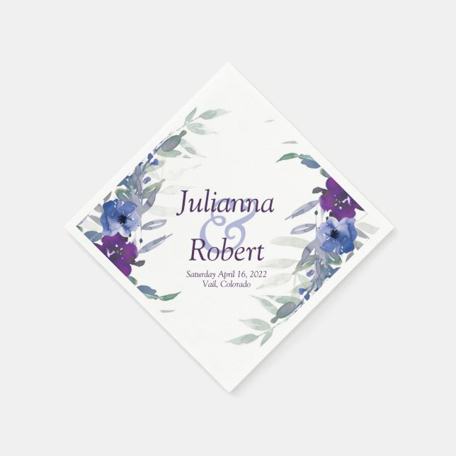 Purple and blue watercolor  napkins (Corner)