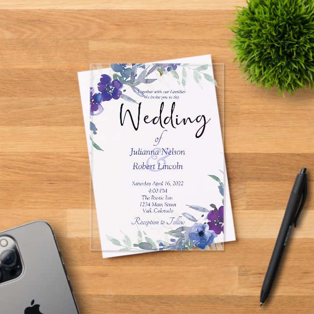 Purple and blue watercolor wedding invitation (Insitu (Invitation Card))
