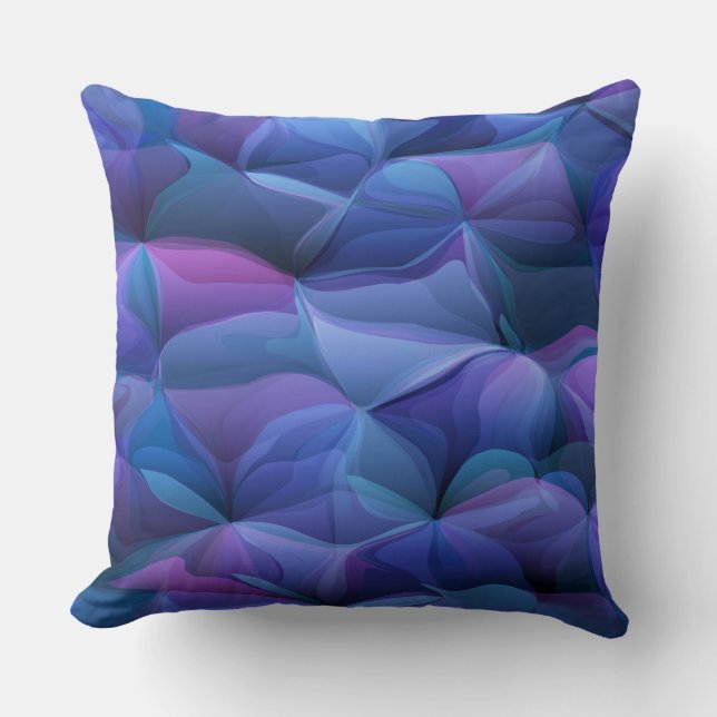 Purple And Blue Wavy Flowers Cushion (Front)