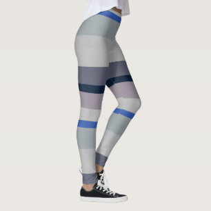Purple and Blue Wavy Stripes Leggings