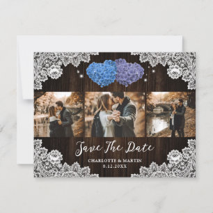 Purple and Blue Wedding Photo Collage Save The Date