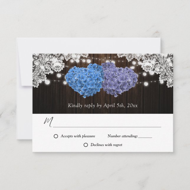Purple and Blue Wedding RSVP Card (Front)