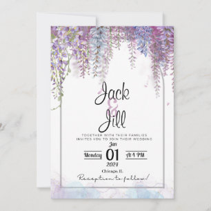 Purple and Blue Wisteria Wedding Invite