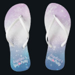 Purple and Blue with White Sparks| Pink Spa Flower Thongs<br><div class="desc">Purple and Blue with White Sparks| Pink Spa Flower Flip Flops</div>