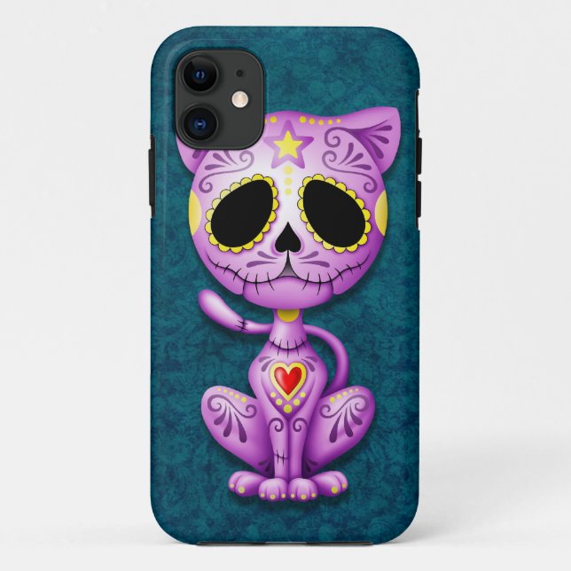 Purple and Blue Zombie Sugar Kitten Case-Mate iPhone Case (Back)