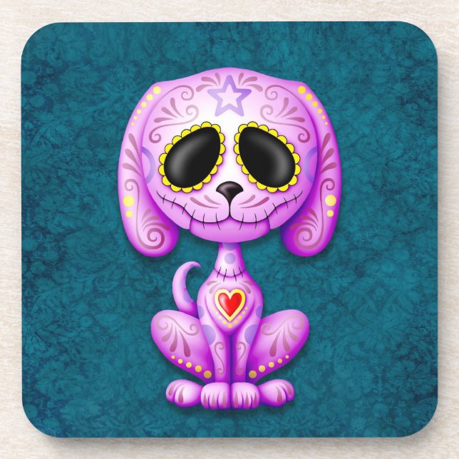 Purple and Blue Zombie Sugar Puppy Coaster (Front)