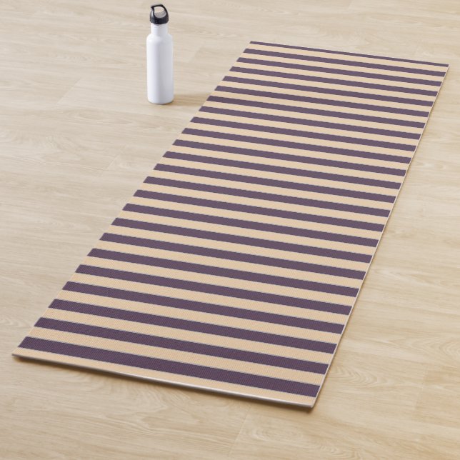 Purple and blush pink line stripes pattern yoga mat (In Situ)