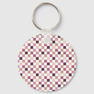 Purple and Brown Chequered Mosaic Minimalist Key Ring