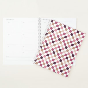 Purple and Brown Chequered Mosaic Minimalist Planner