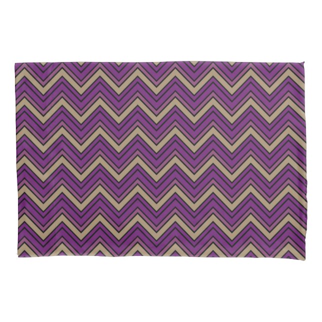 Purple and brown chevron zigzag pattern pillowcase (Front)