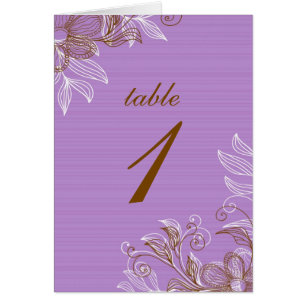 Purple and Brown Floral Table Seating Cards