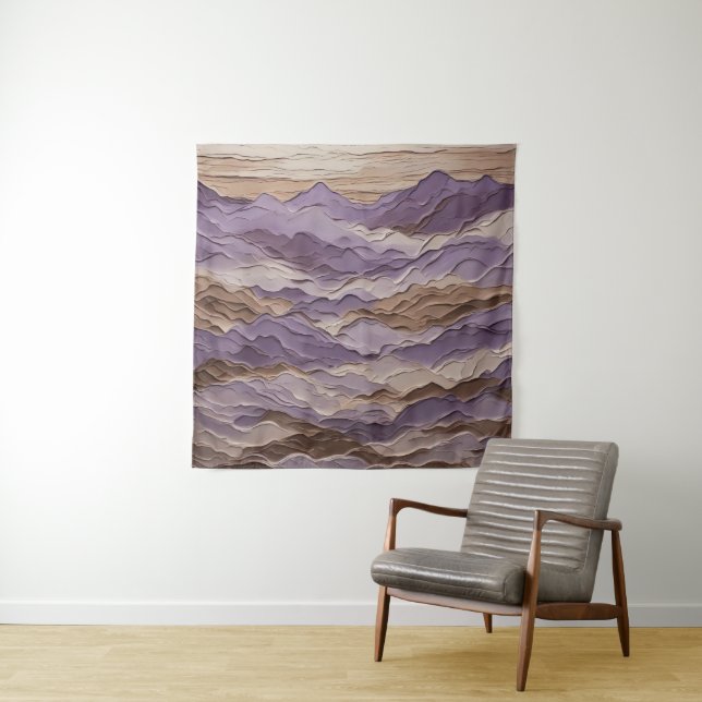 Purple and Brown Mystic Mountain Tapestry (In Situ)