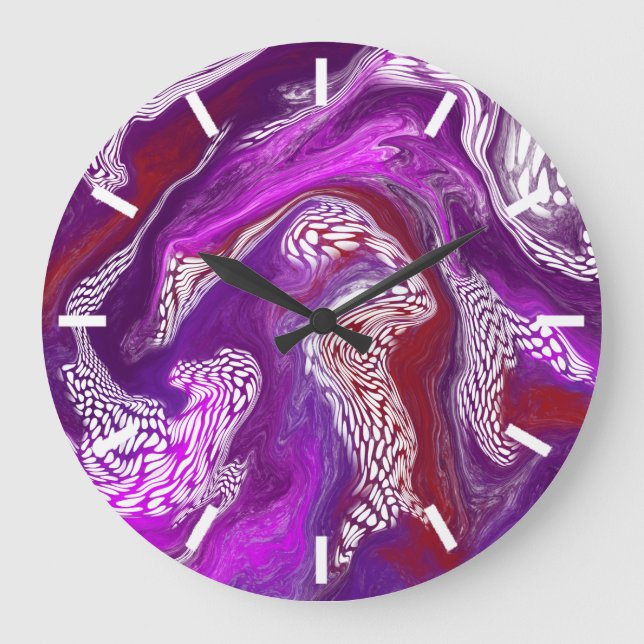 Purple and Burgundy Abstract Art Large Clock (Front)