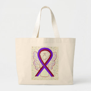 Purple and Burgundy Awareness Ribbon Art Tote Bag