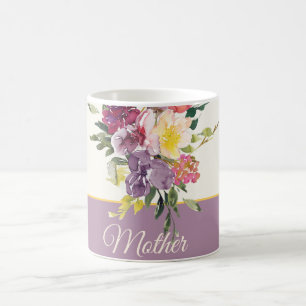 Purple and burgundy watercolor floral customisable coffee mug