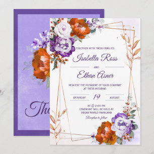 Purple and Burnt Orange Wedding Invitation