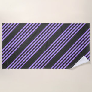 Purple and charcoal five stripe pattern beach towel