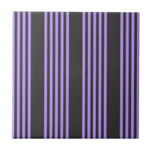 Purple and charcoal five stripe pattern ceramic tile