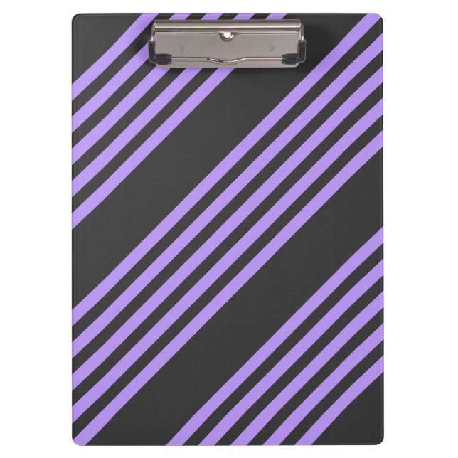 Purple and charcoal five stripe pattern clipboard (Front)
