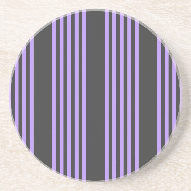 Purple and charcoal five stripe pattern coaster (Front)