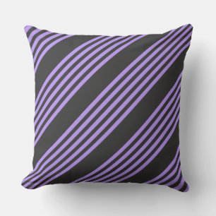 Purple and charcoal five stripe pattern cushion