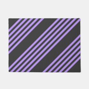 Purple and charcoal five stripe pattern doormat