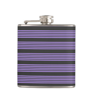 Purple and charcoal five stripe pattern hip flask