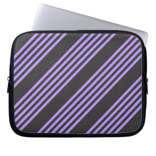 Purple and charcoal five stripe pattern laptop sleeve