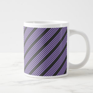 Purple and charcoal five stripe pattern large coffee mug