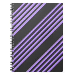 Purple and charcoal five stripe pattern notebook
