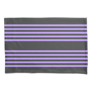 Purple and charcoal five stripe pattern pillowcase