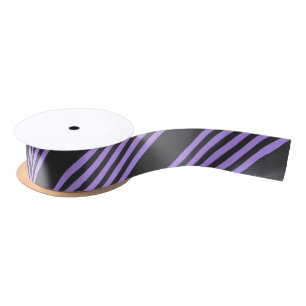 Purple and charcoal five stripe pattern satin ribbon